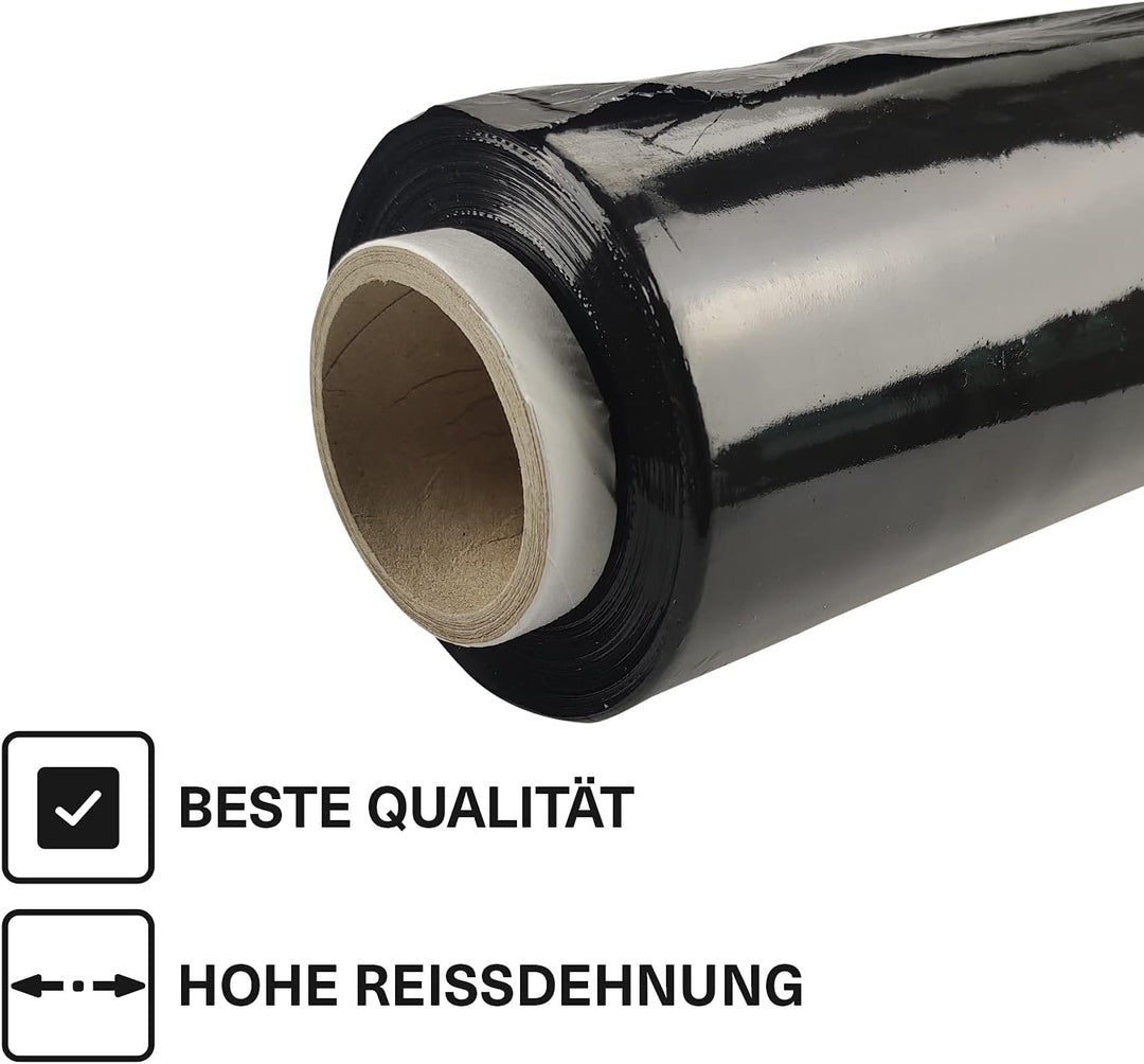 Netuno 6x schwarze Stretchfolie 23my 500 mm 2,5 kg Palettenfolie schwarz Wickelfolie PE-Handstretchf