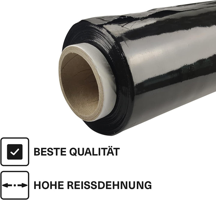 Netuno 6x schwarze Stretchfolie 23my 500 mm 2,5 kg Palettenfolie schwarz Wickelfolie PE-Handstretchf