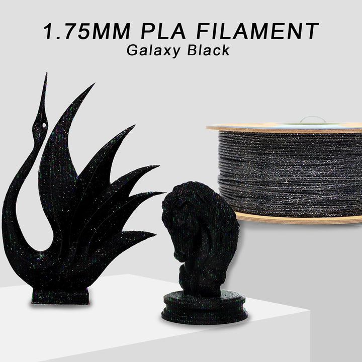 YOUSU 3D-Drucker-Filament, PLA-Filament, 1,75 mm, Laser-Paillette-Serie, Galaxy-Schwarz-Filament, 1