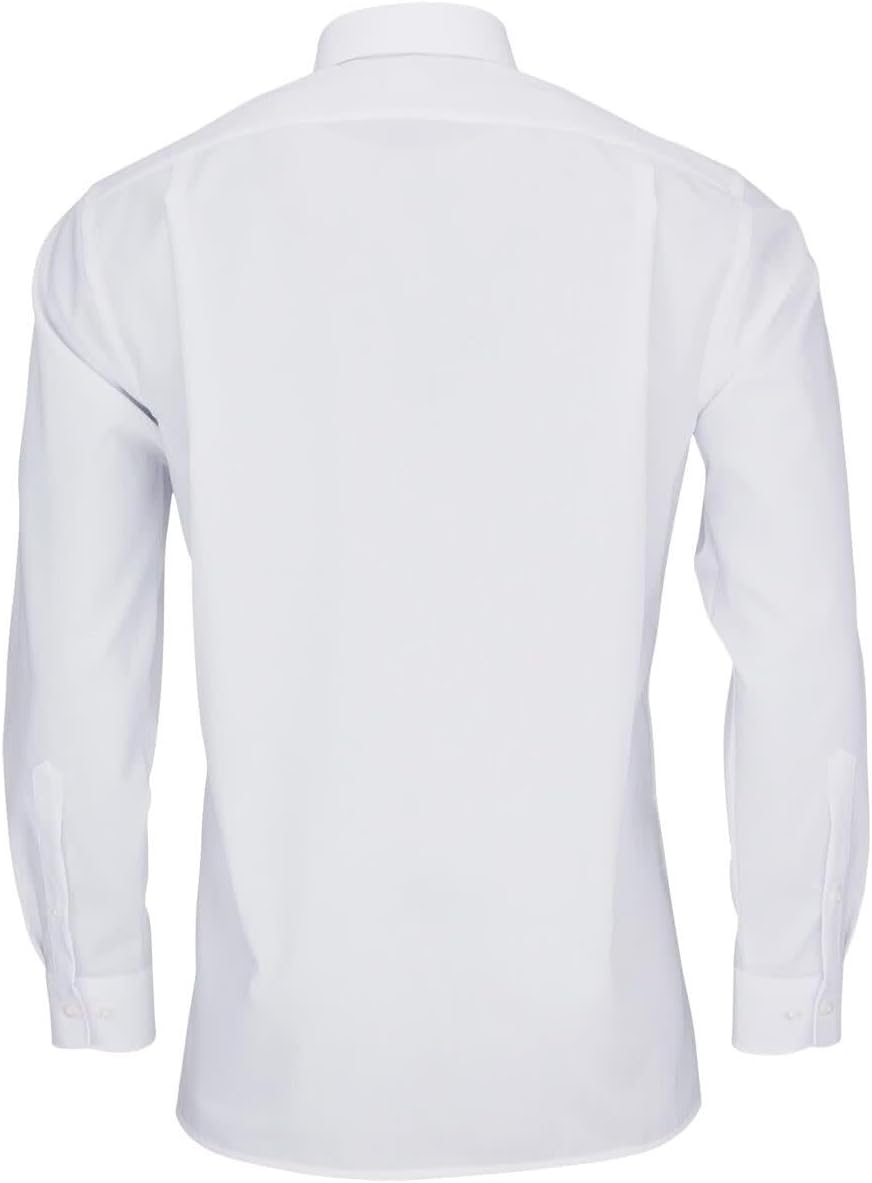 OLYMP Herren Businesshemd Langarm Luxor,Kariert,modern fit,Button-Down-Kragen 37 Weiss, 37 Weiss