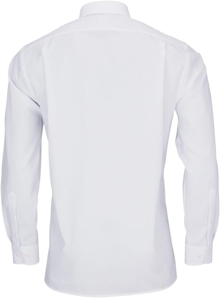 OLYMP Herren Businesshemd Langarm Luxor,Kariert,modern fit,Button-Down-Kragen 37 Weiss, 37 Weiss
