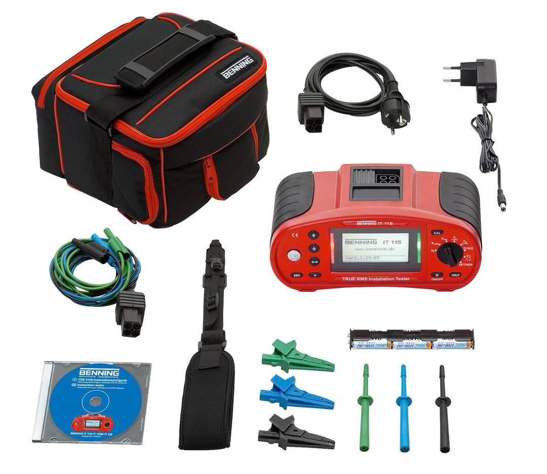 Benning IT 115 True RMS Installationstester, 044104, rot & VARTA Power on Demand AA Mignon Batterien