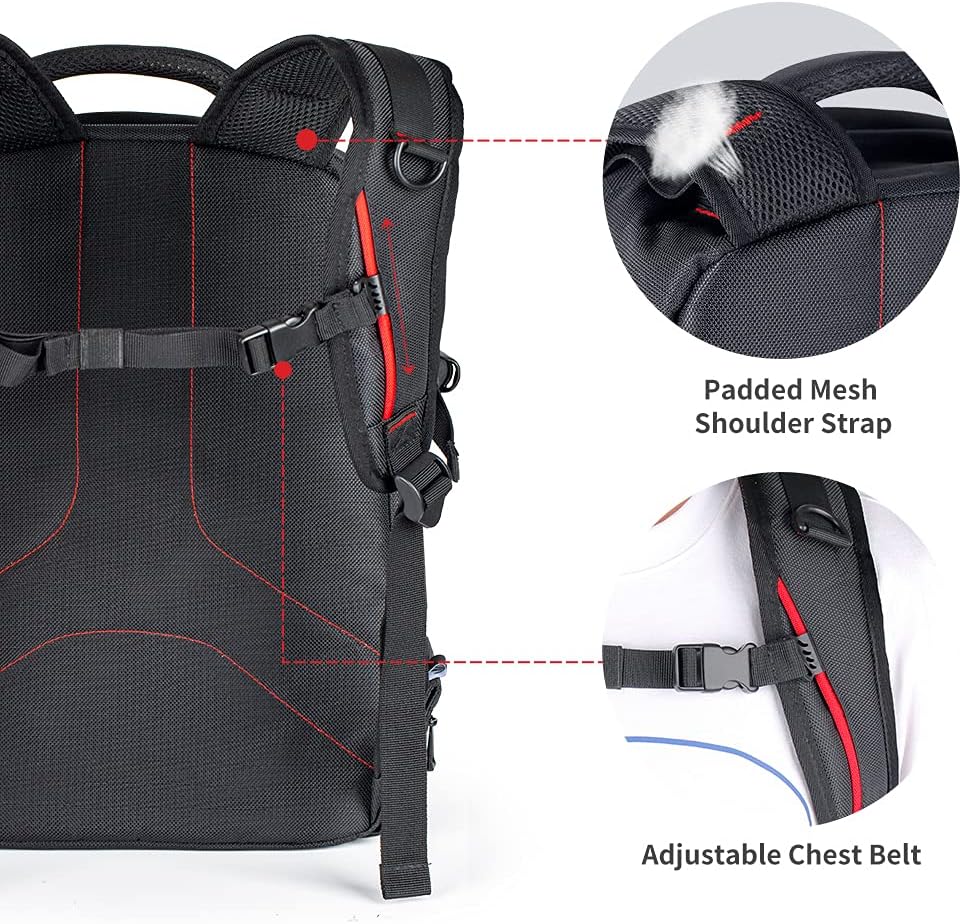 Beschoi Fotorucksack wasserdicht Kameratasche Kamerarucksack mit Laptopfach für Canon Sony Nikon Oly