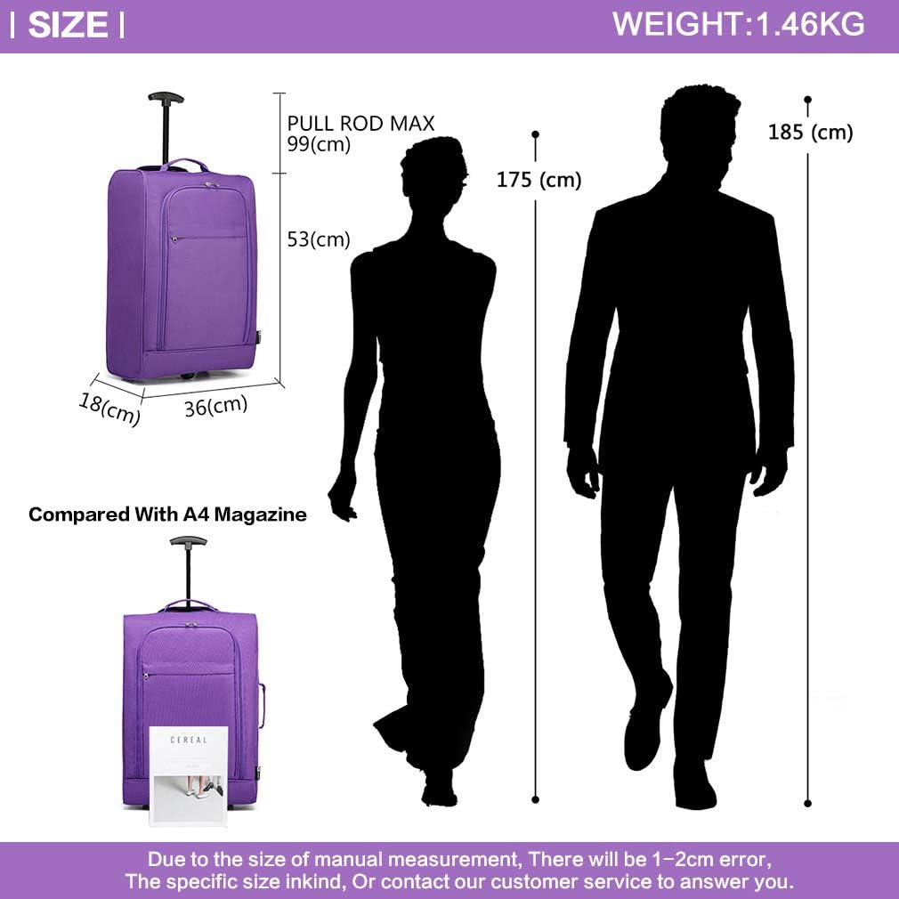 Kono Handgepäck Softcase Leicht Kleiner Rollkoffer Trolley Stoffkoffer Polyester (Violett) Violett K