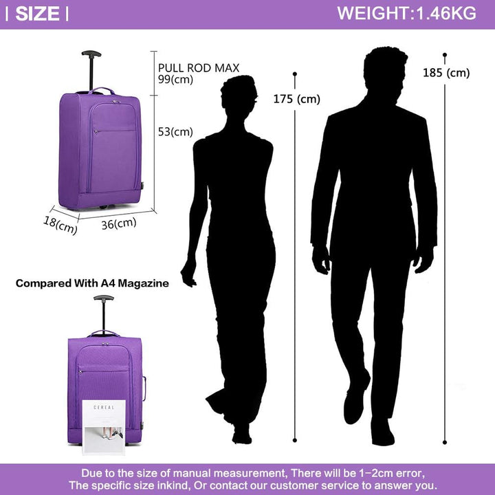 Kono Handgepäck Softcase Leicht Kleiner Rollkoffer Trolley Stoffkoffer Polyester (Violett) Violett K
