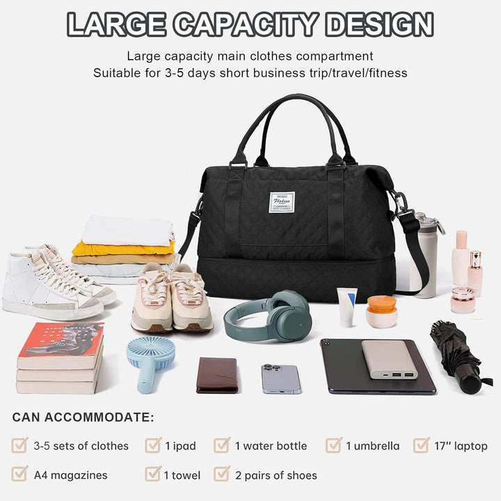 Reisetasche Damen, Gross Sporttasche Handgepäck Tasche Weekender Bag Schwimmtasche Travel Bag Duffle