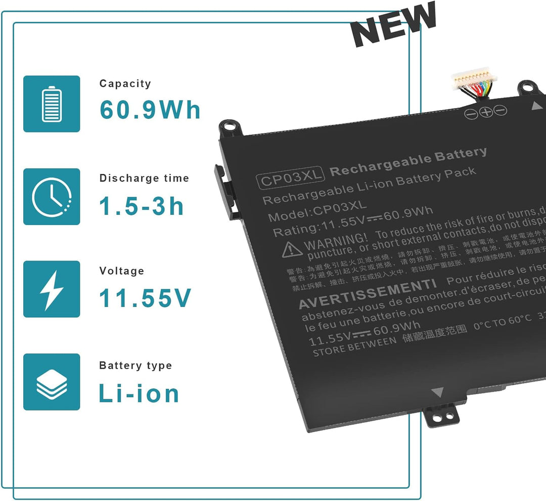 ASUNCELL 60.9Wh CP03XL Laptop Akku für HP Spectre 13 X360 13-ae000 13-ae049ng 13-ae040ng 13-ae006no