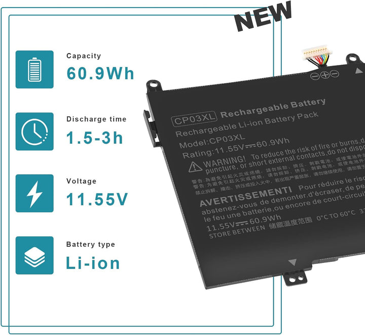 ASUNCELL 60.9Wh CP03XL Laptop Akku für HP Spectre 13 X360 13-ae000 13-ae049ng 13-ae040ng 13-ae006no