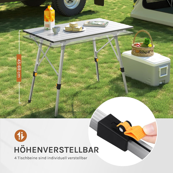 WOLTU Campingtisch Klapptisch aus Alu Gartentisch Balkontisch Reisetisch zusammenklappbar, mit Packt