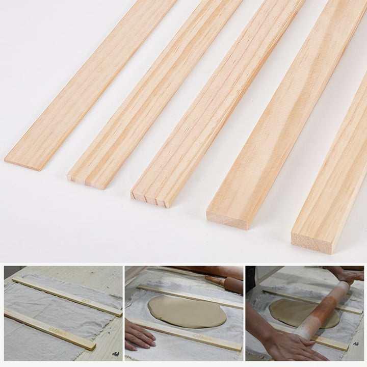 BENECREAT 10pcs Holzplatten Töpferei Werkzeuge, 5 Grösse Rechteck Mud Stick Guide für Töpferei Polym