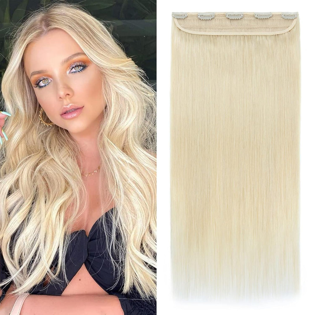 Silk-co Haarteile Echthaar Clip in Extensions Echthaar 1Pc 5Clips Haarverlängerung Weich Natürlich H