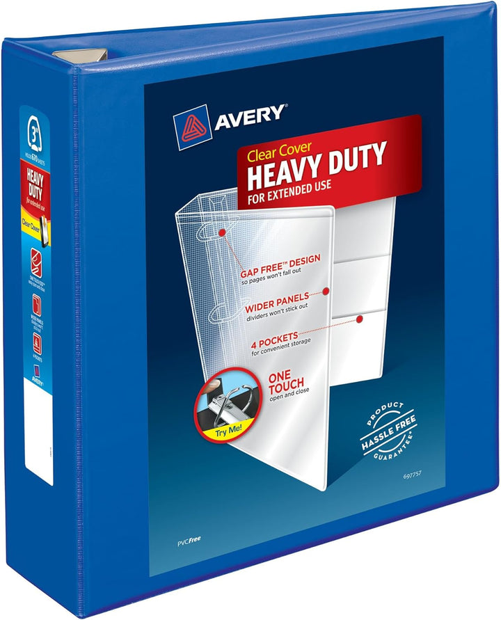 Avery Heavy-Duty View 3-Ringbuch, 7,6 cm One Touch EZD Ringe, 1 pazifisches blaues Ordner (79811) Pa