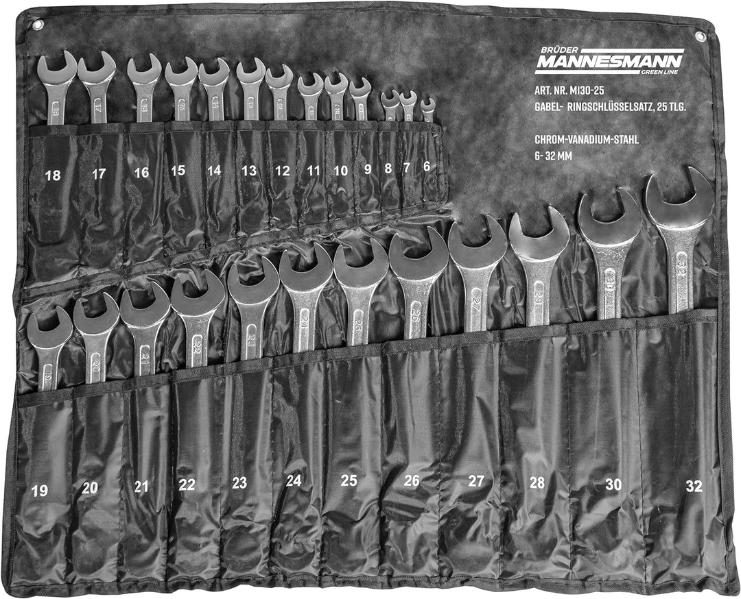 Brüder Mannesmann Gabel-Ringschlüsselsatz, 25-tlg., 7-32 mm, CV, M 130-25