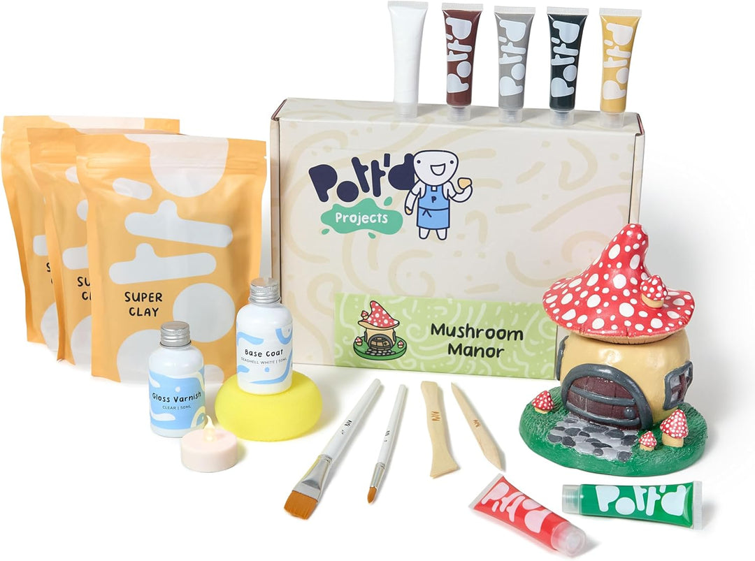 Pott'd Mini-Töpfer-Sets | Lufttrocknendes Töpferset für Erwachsene | Mit Farben, Töpferwerkzeugen un