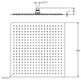 Grünblatt SUS 304 Duschkopf, rostfreier Edelstahl, 40 cm x 40 cm, Spa, Wellness, Regendusche