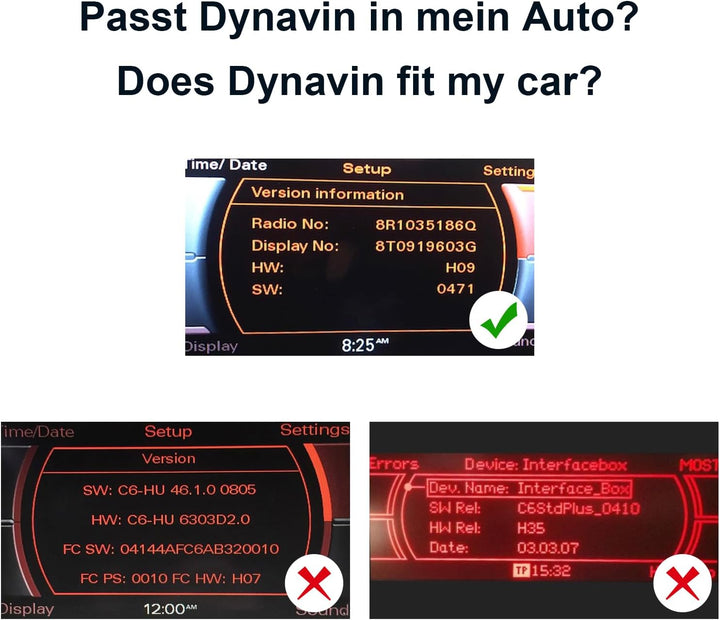 DYNAVIN Android Autoradio Navi für Audi A4 A5 Q5 S4 S5 mit Concert/Symphony Radio, 6,5 Zoll Radio mi