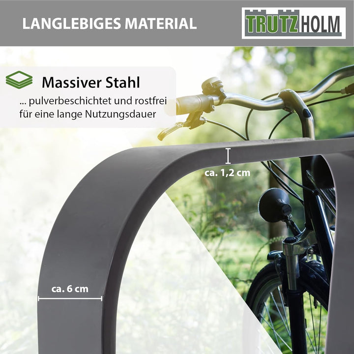 TRUTZHOLM Fahrradanlehnbügel 115x45 cm Flachstahl 12 mm pulverbeschichtet und rostfrei zum Einbetoni