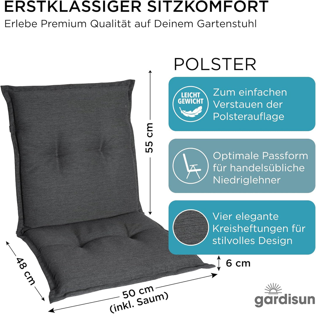 gardisun Gartenstuhlauflagen Niedriglehner I Extra Dicke Sitzauflagen I Made in Europe I Stuhlauflag