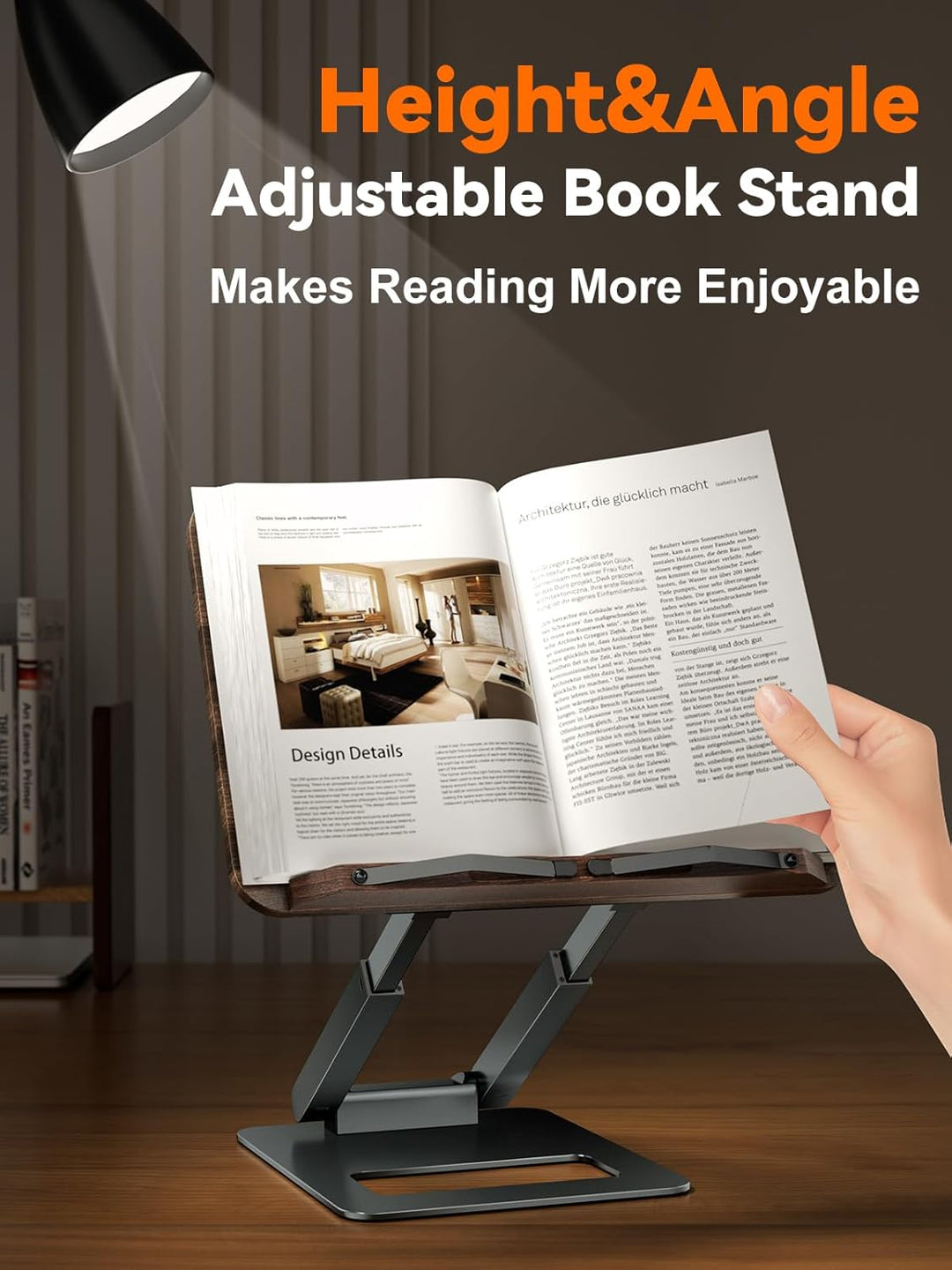 Tounee Buchständer, Teleskop-Buchhalterständer, höhenverstellbar, ausziehbares Design, ergonomischer