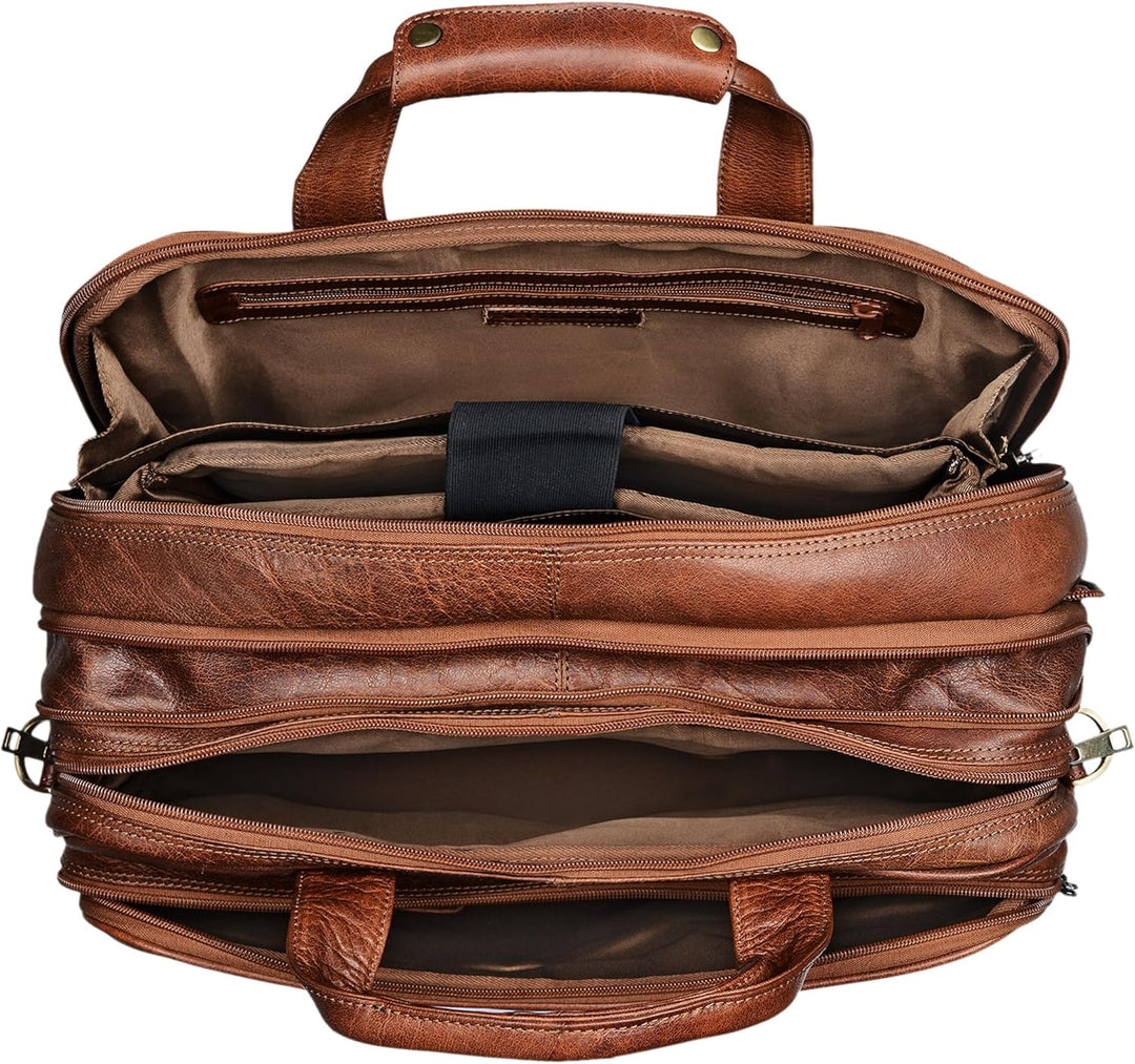 STILORD 'Leopold' XL Echtleder Aktentasche - der verbesserte Geheimtipp für Lehrerzimmer & Büro - Bu