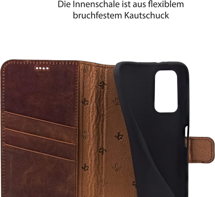 Suncase Book-Style Hülle kompatibel mit Xiaomi Poco M3 Leder Tasche (Slim-Fit) Lederhülle Handytasch