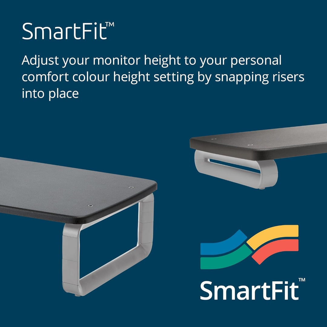 Kensington SmartFit Monitor-Erhoehung Hoehen-Bereich: 10.5cm (max) Schwarz, K60089, Gray Grau Bis 21