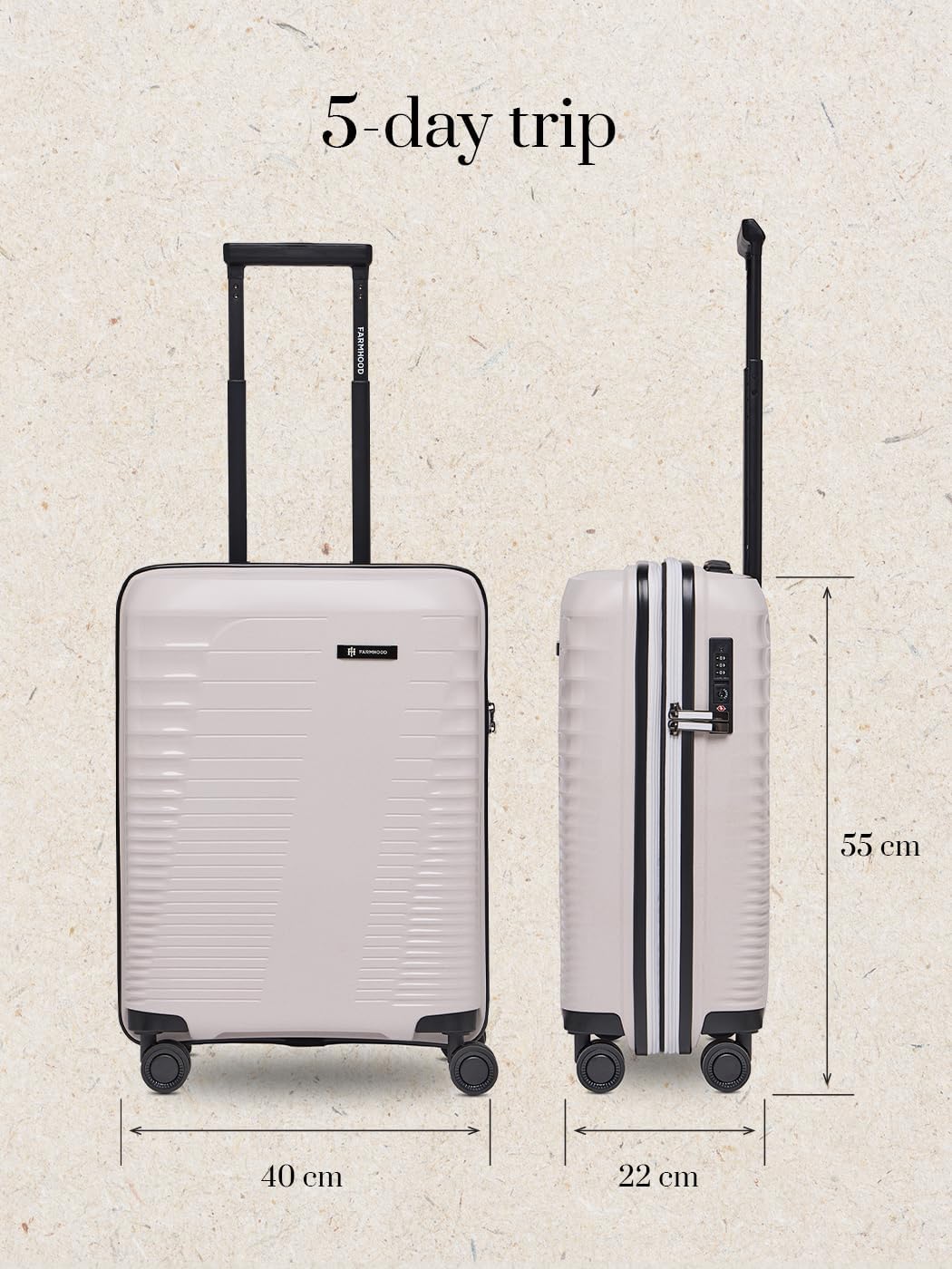 Farmhood Eco Edition Hartschalen Kabinen-Koffer nachhaltig | Kleiner Cabin-Trolley 40 x 22 x 55 cm m