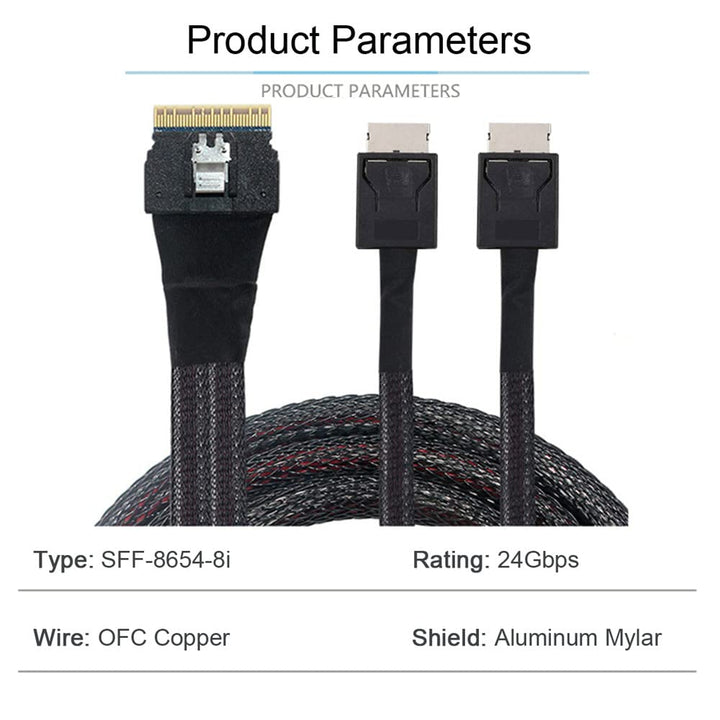 xiwai PCI-E Ultraport Slimline SAS Slim 4.0 SFF-8654 8i 74pin auf Dual Oculink SFF-8611 Kabel 50 cm