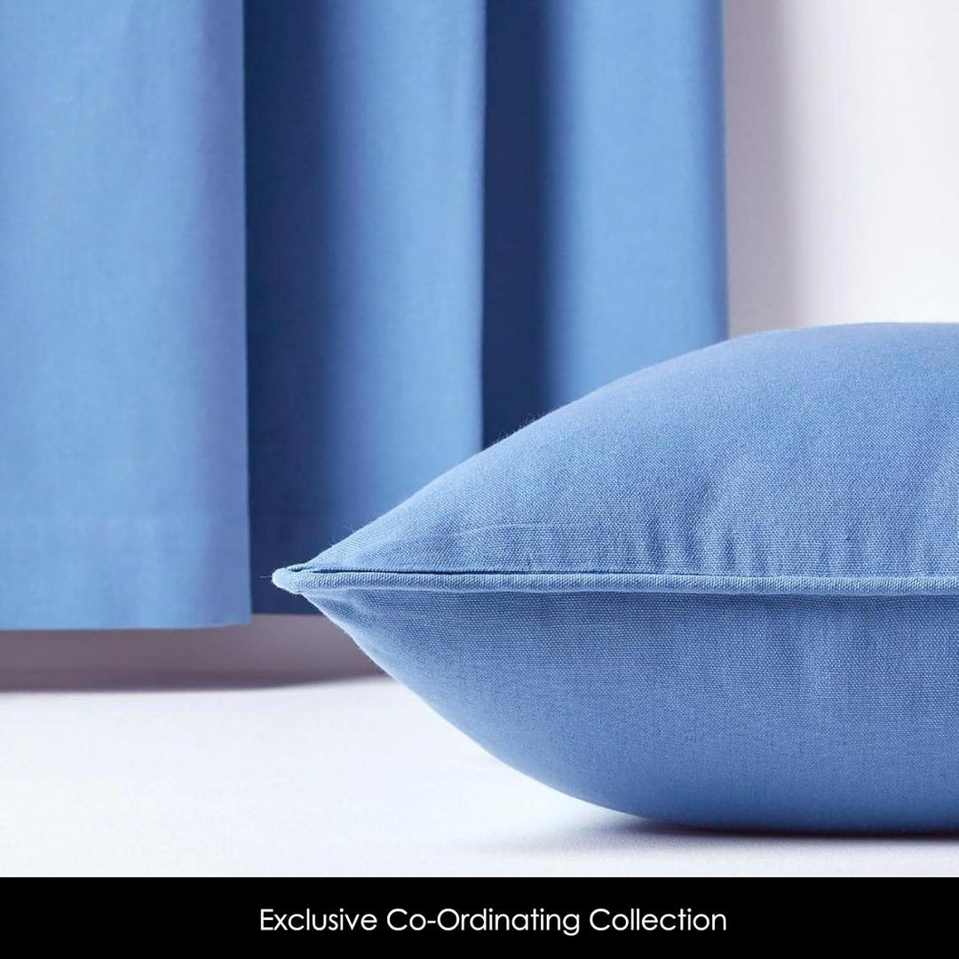 Homescapes 2er Set eifarbige Ösen Gardinen je B117 x L137 cm aus 100% Baumwolle, blickdichte Vorhäng