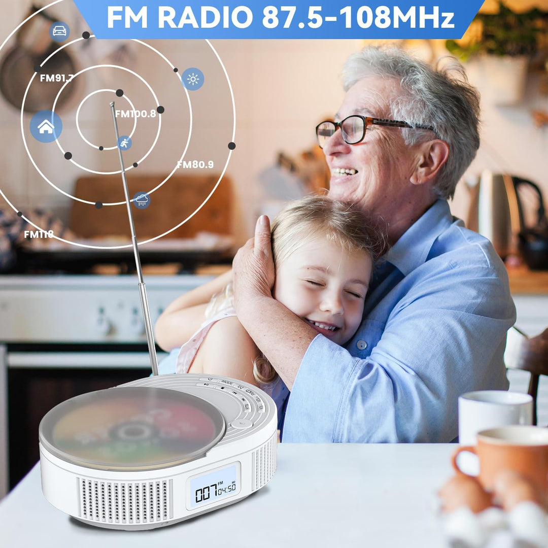 MONODEAL NEU 2024 CD Player Tragbar, CD Player Bluetooth & Radio FM 2 in 1, Wiederaufladbar Tragbare