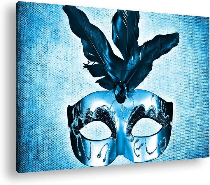 deyoli Karnevals Maske Format: 80x60 Effekt: Monocrome Blau als Leinwand, Motiv fertig gerahmt auf E