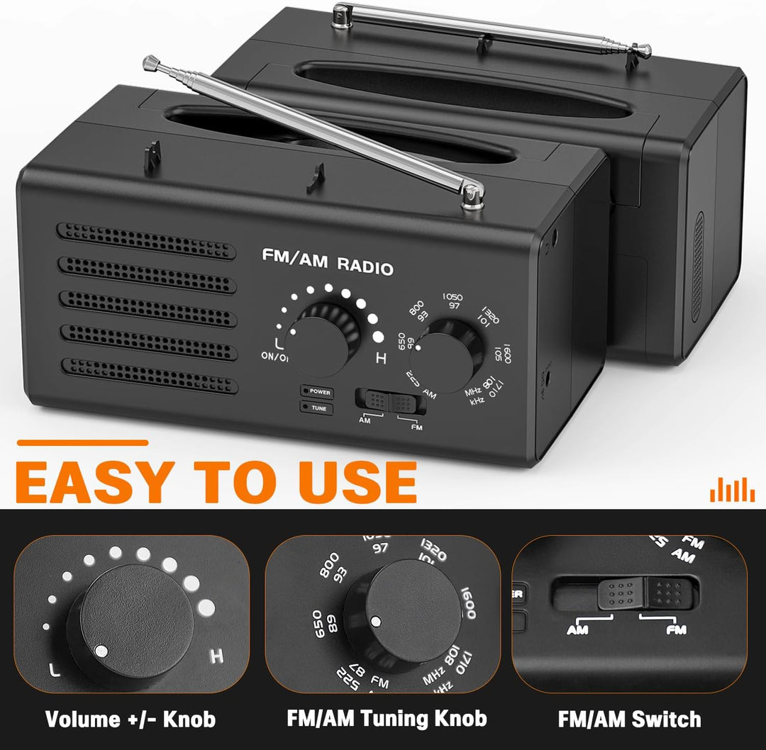 Transistorradio – AM FM Tragbares Radio mit Bestem Empfang, Eingebautem Lautsprecher, Kopfhöreransch