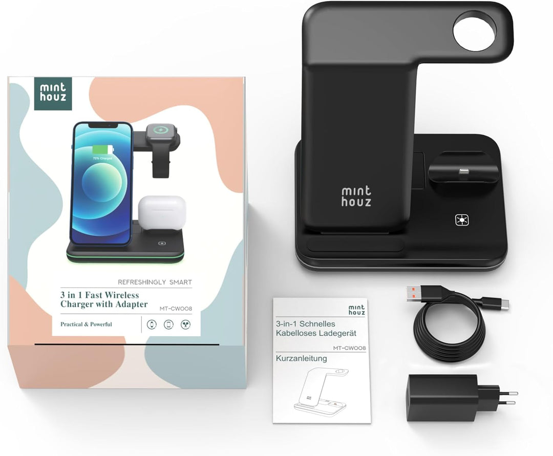 Minthouz Telefon Wireless Charger, 18W Schnellladestation fĂŒr iWatch (Watch Charger ist NICHT enthal