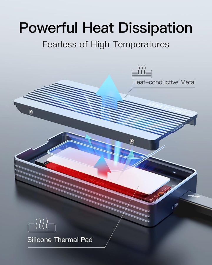 Inateck 40Gbps M.2 NVMe SSD-Gehäuse, Aluminium Festplattengehäuse, USB4.0/Thunderbolt 4, werkzeuglos