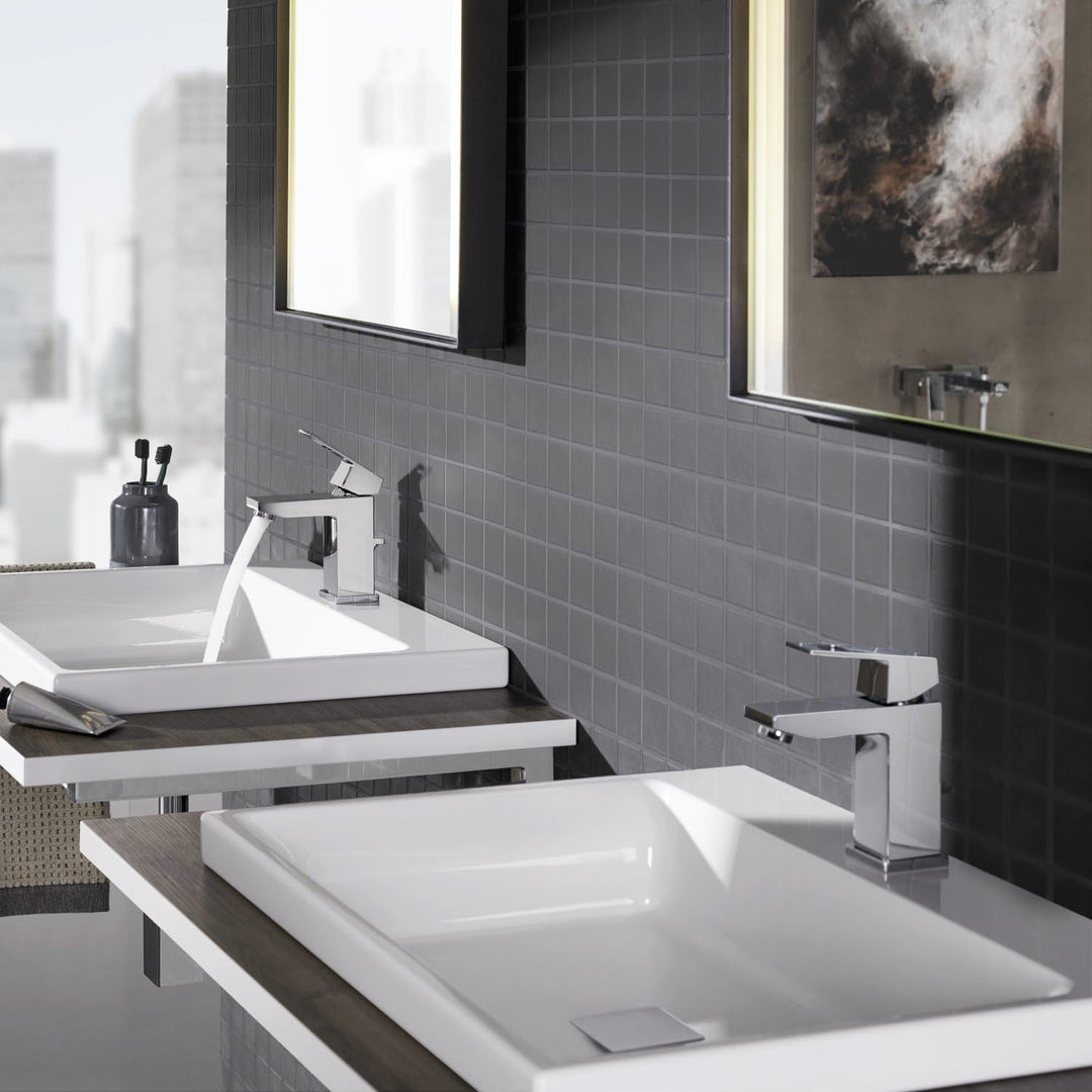GROHE Eurocube Einhand-Waschtischbatterie, mit Energieparfunktion 2339000E, Silber Small Ablaufgarni