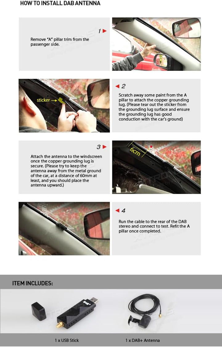 XTRONS DAB+ USB 2.0 Digital DAB+ Radio Tuner Receiver Stick NUR für die XTRONS Android Auto-Stereoan