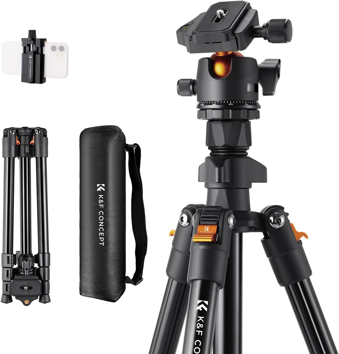 K&F Concept K234A0 Handy Stativ,163cm Kamera Stativ, Tripod für unterwegs (BI234M), Stativ für Smart