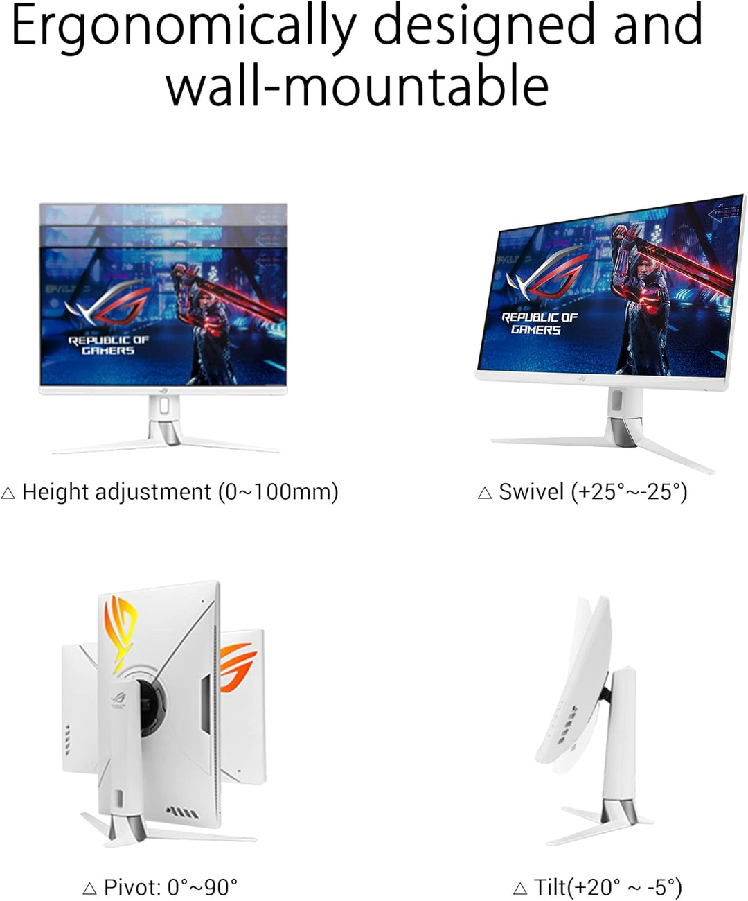 ASUS ROG Strix XG27AQ-W - 27 Zoll WQHD Gaming Monitor - 170 Hz, 1ms GtG, G-Sync kompatibel, DisplayH