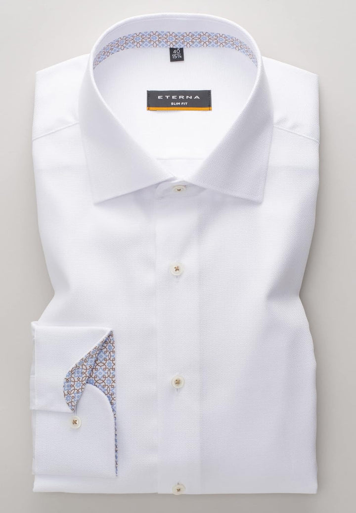 eterna Slim Fit Businesshemd Langarm New Kent Kragen Struktur Besatz weiss 42 Weiss, 42 Weiss