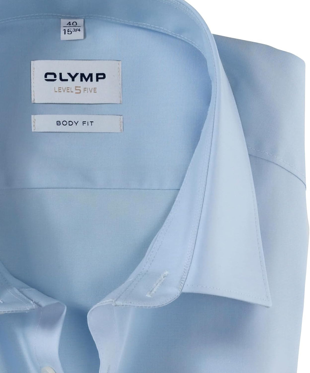 OLYMP Herren Oberhemd Langarm Level Five,Uni,Body fit,New York Kent,Hellblau 10,41