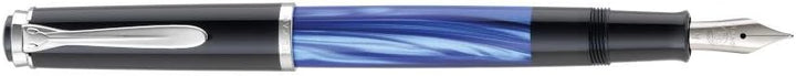 Pelikan 801874 Kolbenfüllhalter M205 Blau-Marmoriert, Feder M in Faltschachtel, Feder M