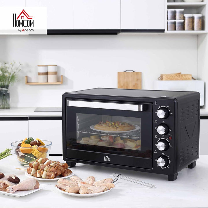 HOMCOM Mini Backofen 32L Mini Ofen mit Grillrost, Backblech, 3 Kochmodi 100 °C-230 °C einstellbare T