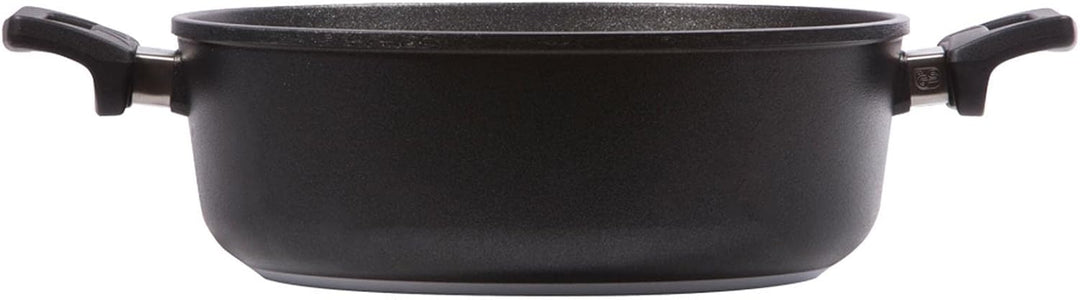 Eurolux Guss-Kasserolle Ø 20 cm Set mit Deckel aus Glas - flache runde Universal Bratenkasserolle 3