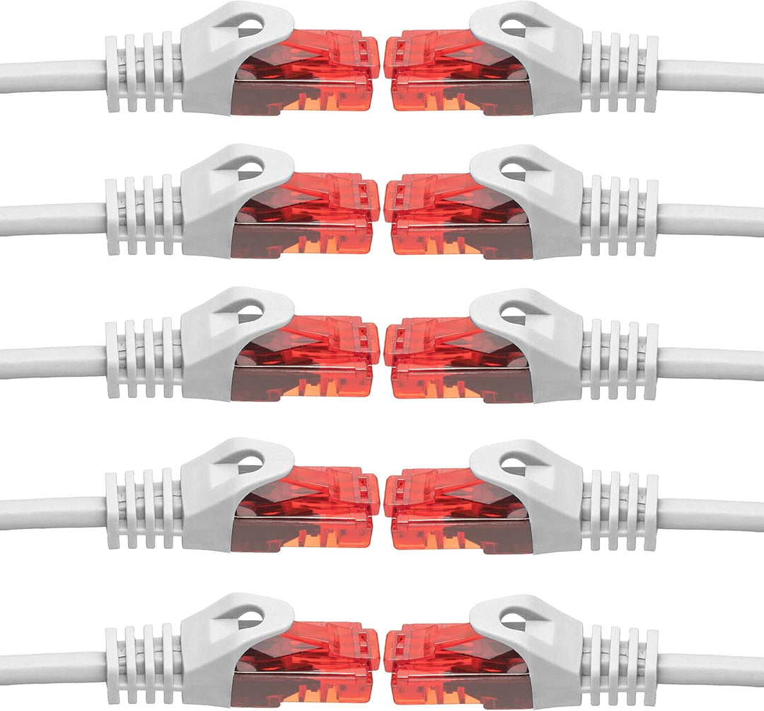 BIGtec - 10 Stück - 50m Gigabit Netzwerkkabel Patchkabel Ethernet LAN DSL Patch Kabel weiss (2x RJ-4