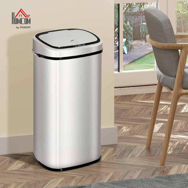 HOMCOM Mülleimer Automatik mit Sensor Abfalleimer Küche Edelstahl Silber (68L), 68L