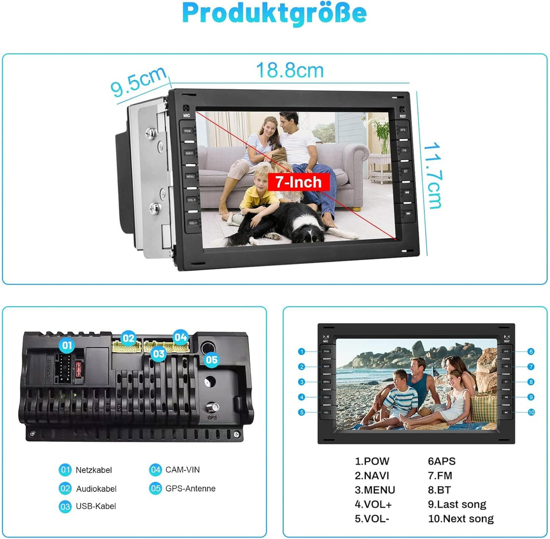 Hikity Android 13 Autoradio Doppel Din 7 Zoll Auto Stereo Radio mit Navi Bluetooth Freisprecheinrich
