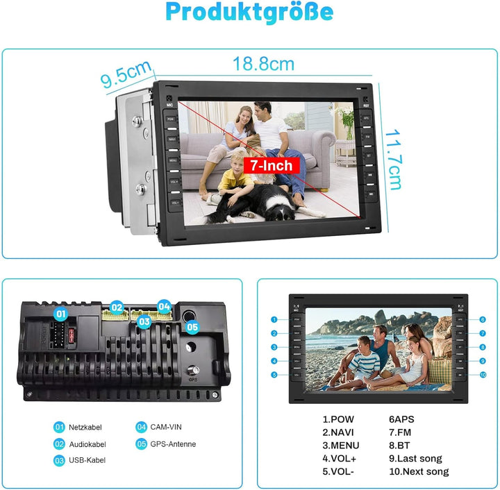 Hikity Android 13 Autoradio Doppel Din 7 Zoll Auto Stereo Radio mit Navi Bluetooth Freisprecheinrich