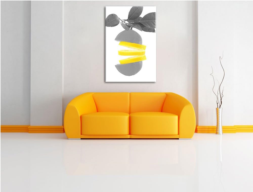 Frische aufgeschnittene Zitrone schwarz/weiss Format: 100x70 auf Leinwand, XXL riesige Bilder fertig