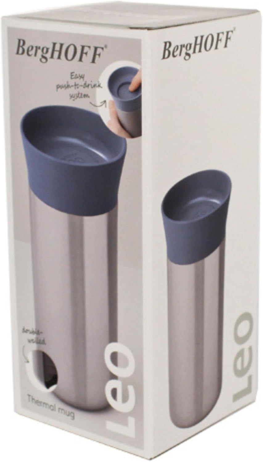 BergHoff Thermobecher 0,33 l Leo (Thermobehälter, Getränke / Kaffee / Tee warm oder kalt bis zu 6 St