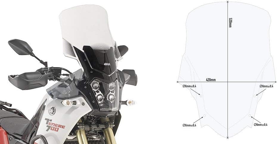 Windschild transparent, 520 mm hoch, 420 mm breit